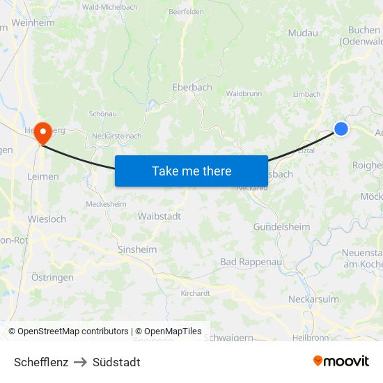 Schefflenz to Südstadt map