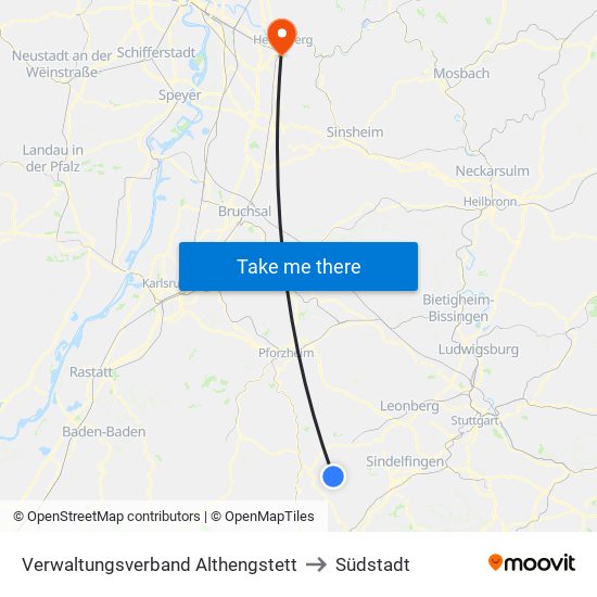 Verwaltungsverband Althengstett to Südstadt map