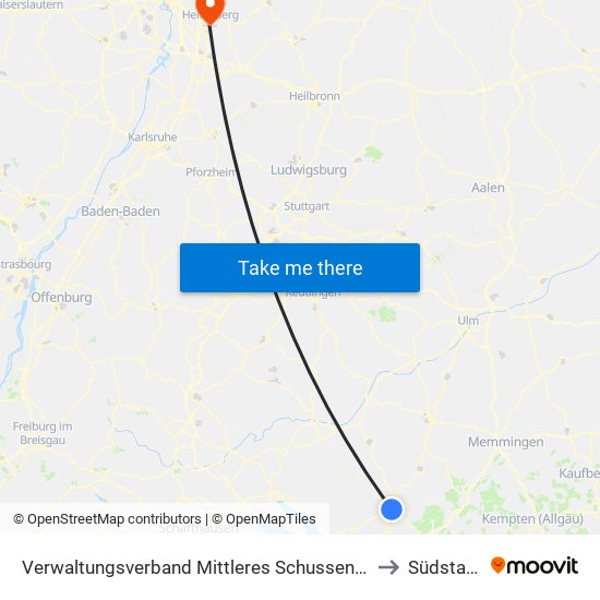 Verwaltungsverband Mittleres Schussental to Südstadt map