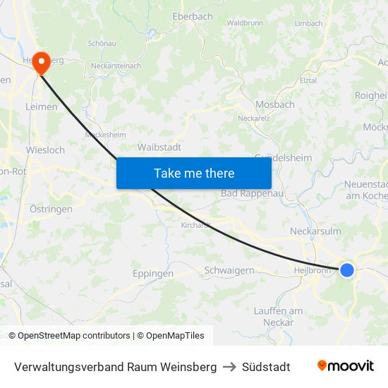 Verwaltungsverband Raum Weinsberg to Südstadt map