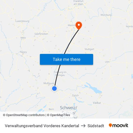 Verwaltungsverband Vorderes Kandertal to Südstadt map