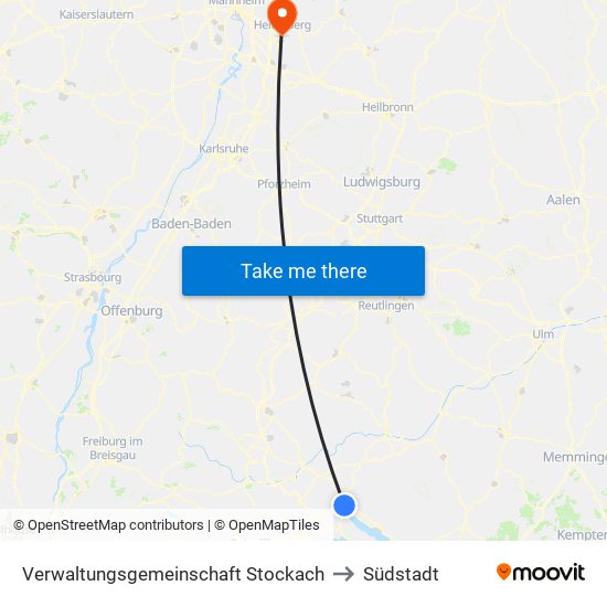Verwaltungsgemeinschaft Stockach to Südstadt map