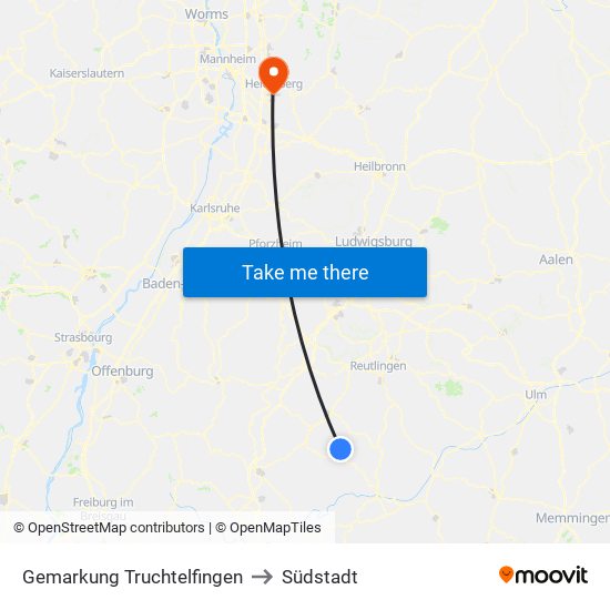 Gemarkung Truchtelfingen to Südstadt map