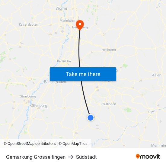 Gemarkung Grosselfingen to Südstadt map