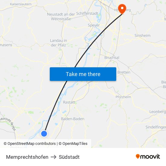 Memprechtshofen to Südstadt map