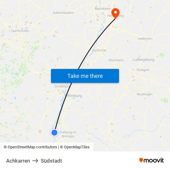 Achkarren to Südstadt map