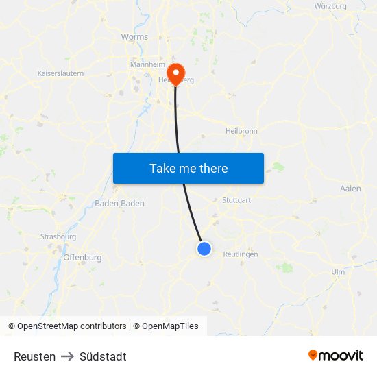 Reusten to Südstadt map