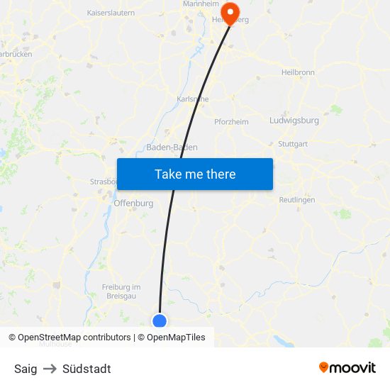 Saig to Südstadt map