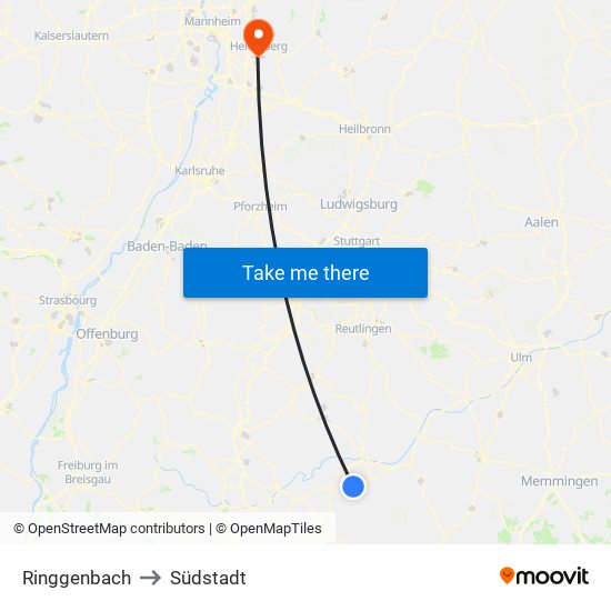 Ringgenbach to Südstadt map