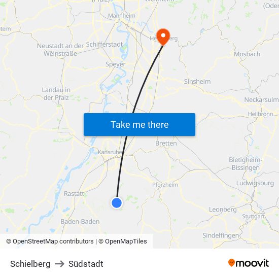 Schielberg to Südstadt map