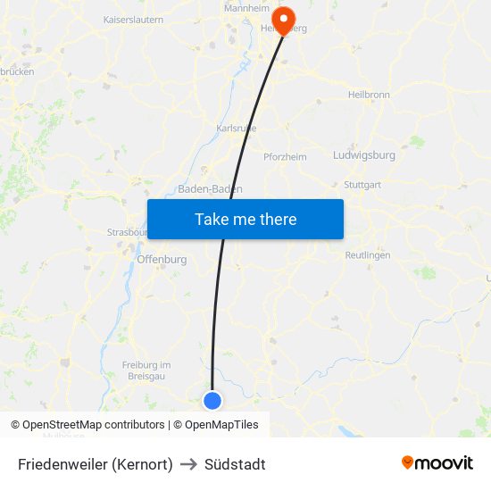 Friedenweiler (Kernort) to Südstadt map