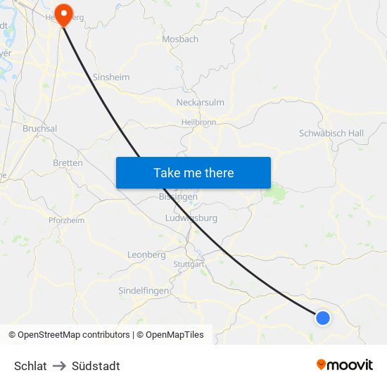 Schlat to Südstadt map