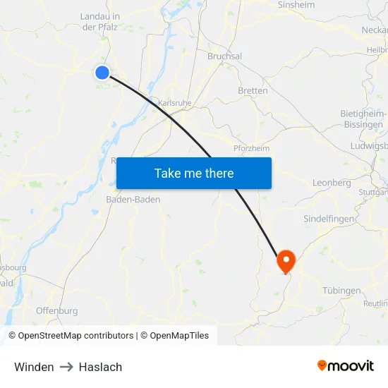 Winden to Haslach map