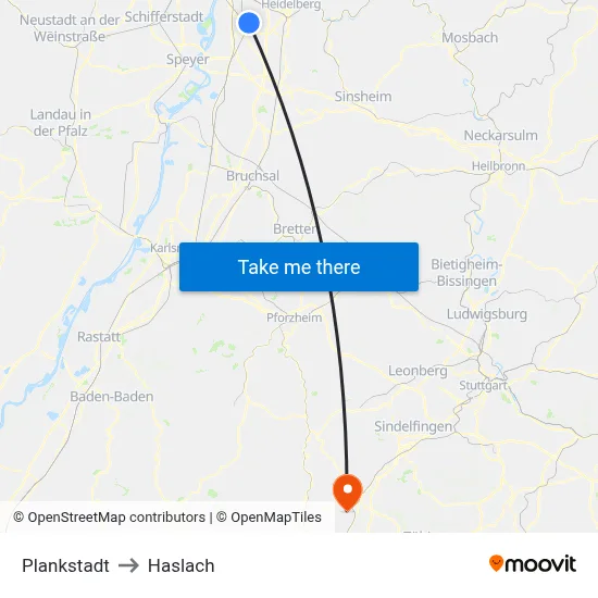 Plankstadt to Haslach map