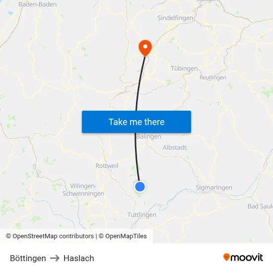 Böttingen to Haslach map