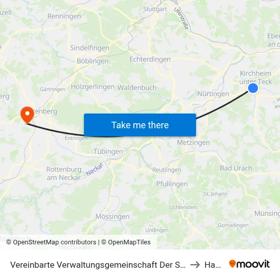 Vereinbarte Verwaltungsgemeinschaft Der Stadt Kirchheim Unter Teck to Haslach map