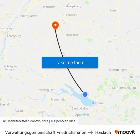 Verwaltungsgemeinschaft Friedrichshafen to Haslach map