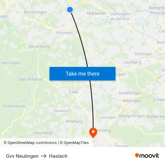 Gvv Neulingen to Haslach map