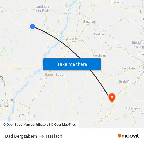 Bad Bergzabern to Haslach map