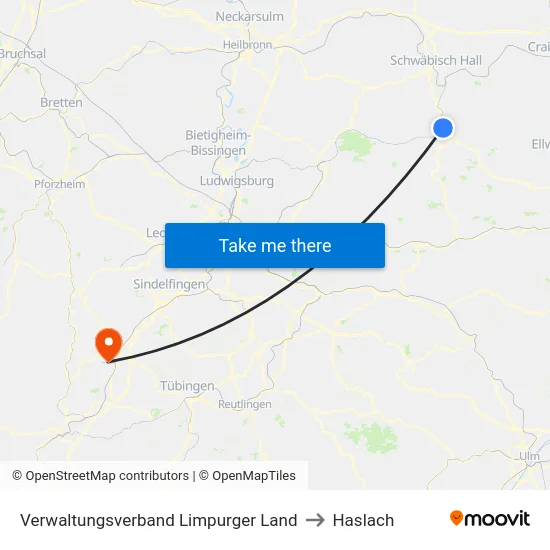 Verwaltungsverband Limpurger Land to Haslach map