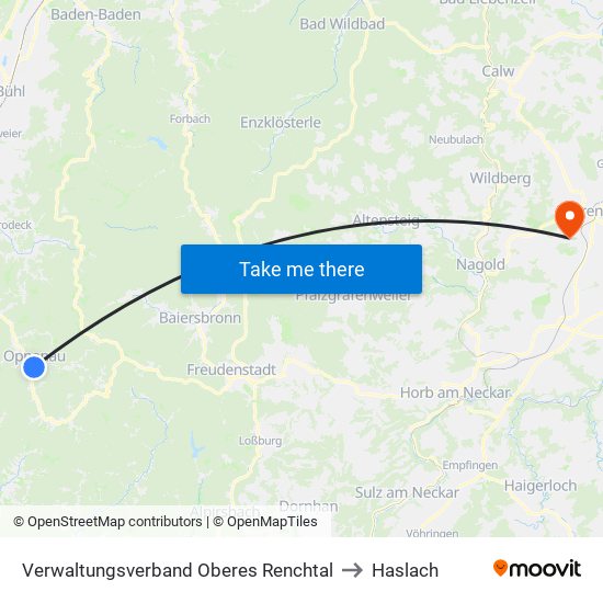 Verwaltungsverband Oberes Renchtal to Haslach map