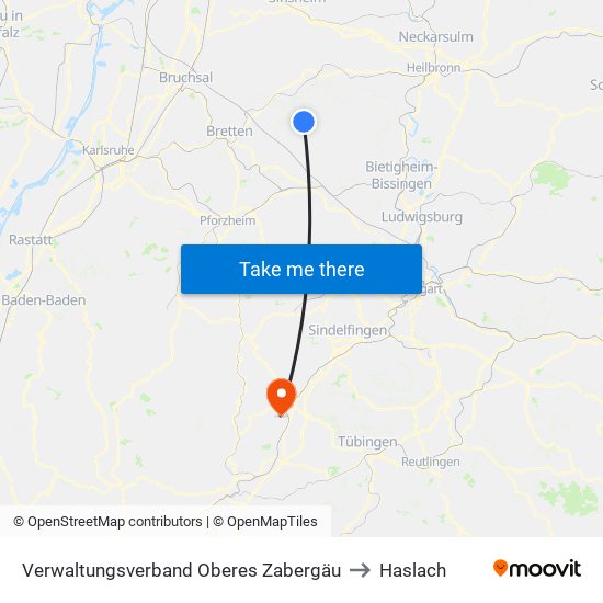 Verwaltungsverband Oberes Zabergäu to Haslach map