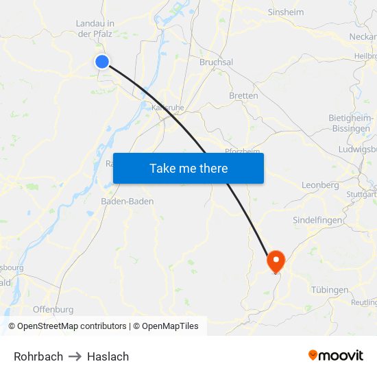 Rohrbach to Haslach map