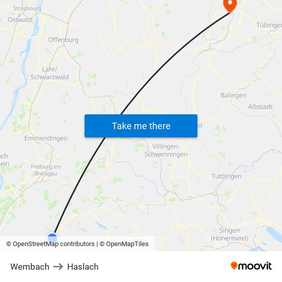 Wembach to Haslach map