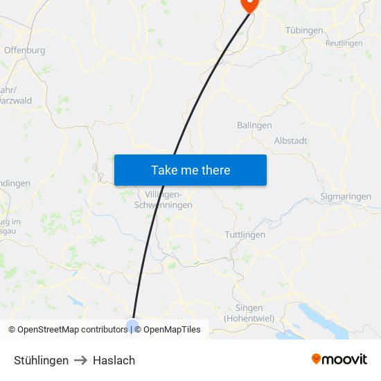 Stühlingen to Haslach map