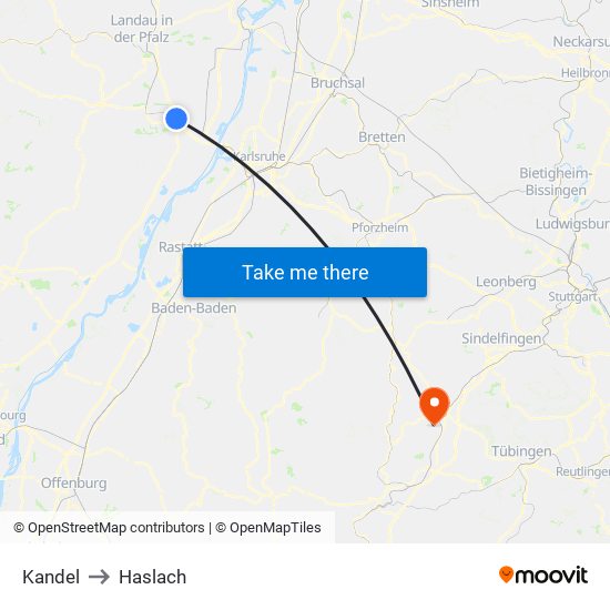 Kandel to Haslach map