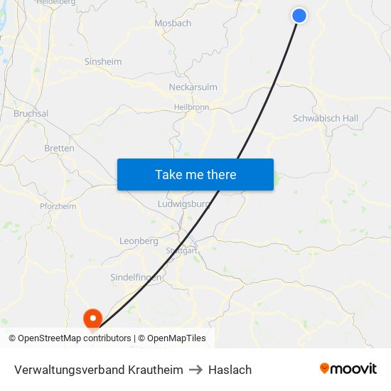 Verwaltungsverband Krautheim to Haslach map