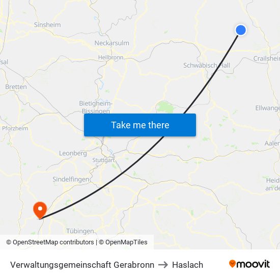 Verwaltungsgemeinschaft Gerabronn to Haslach map