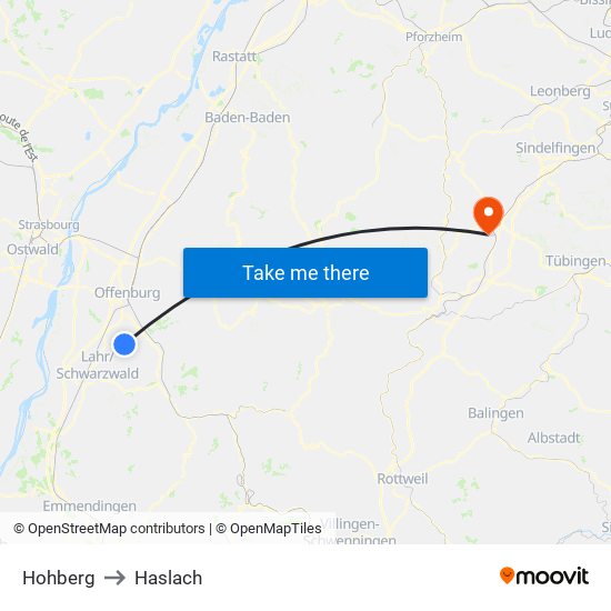 Hohberg to Haslach map