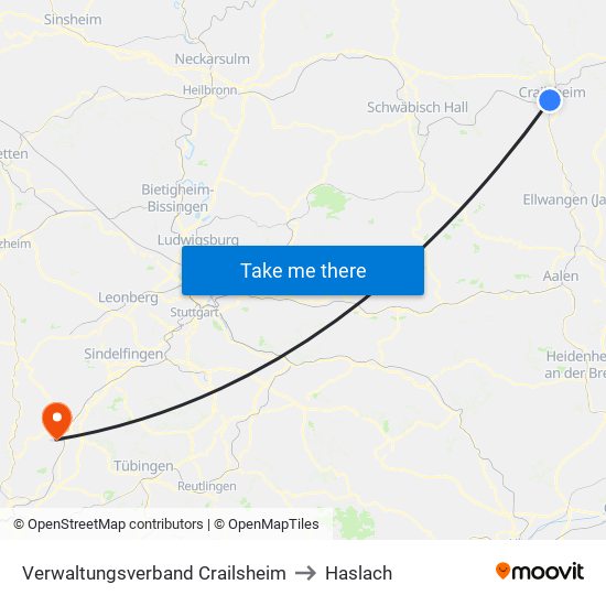 Verwaltungsverband Crailsheim to Haslach map