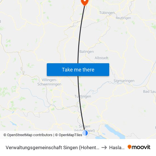 Verwaltungsgemeinschaft Singen (Hohentwiel) to Haslach map