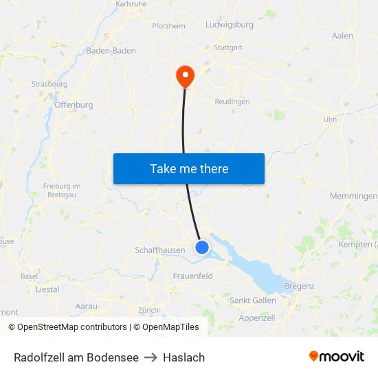 Radolfzell am Bodensee to Haslach map