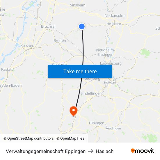 Verwaltungsgemeinschaft Eppingen to Haslach map