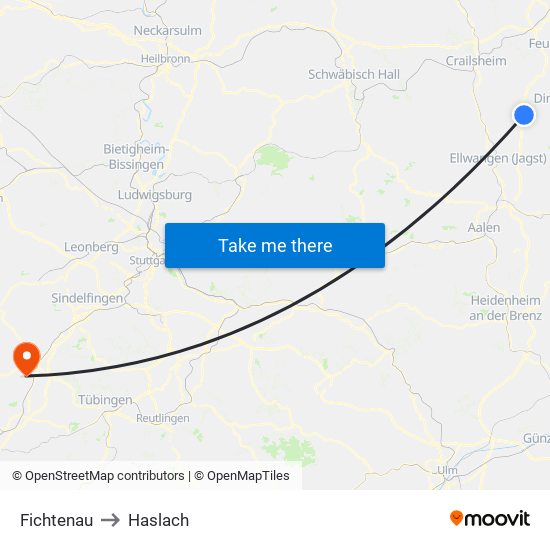 Fichtenau to Haslach map