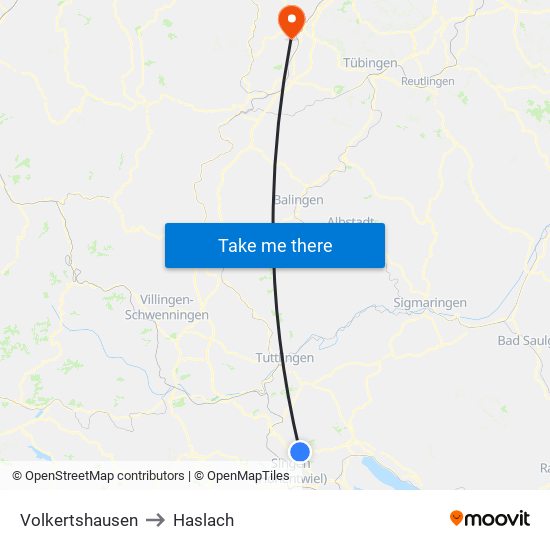 Volkertshausen to Haslach map