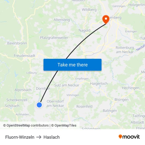 Fluorn-Winzeln to Haslach map