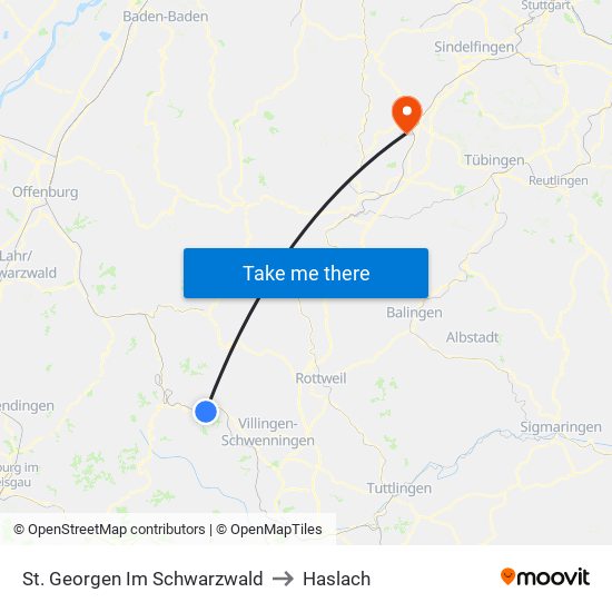 St. Georgen Im Schwarzwald to Haslach map