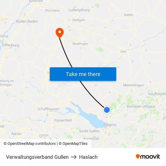 Verwaltungsverband Gullen to Haslach map