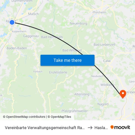 Vereinbarte Verwaltungsgemeinschaft Rastatt to Haslach map