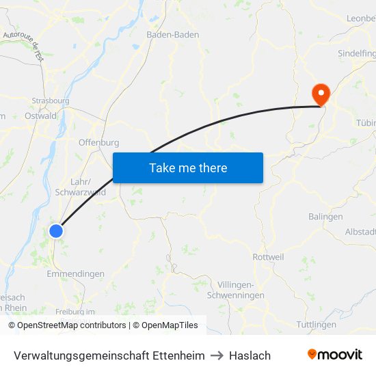 Verwaltungsgemeinschaft Ettenheim to Haslach map