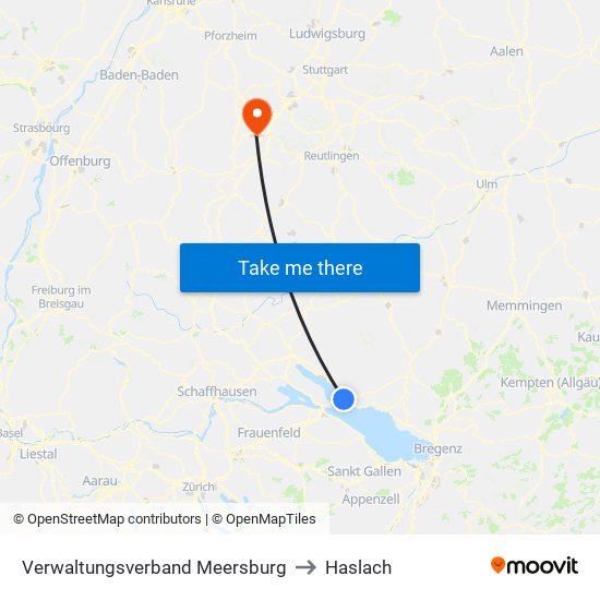 Verwaltungsverband Meersburg to Haslach map