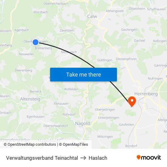 Verwaltungsverband Teinachtal to Haslach map