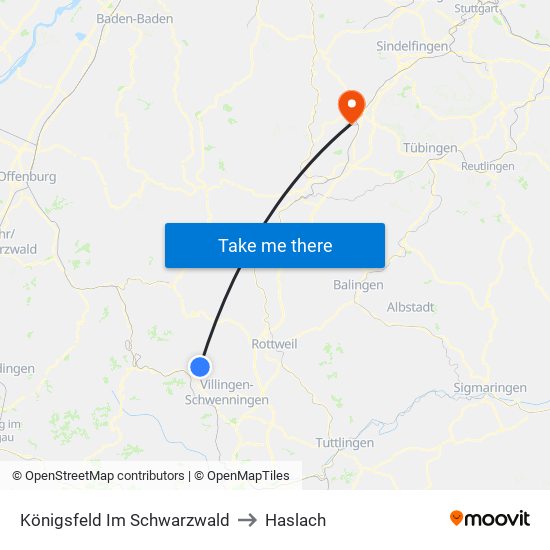 Königsfeld Im Schwarzwald to Haslach map