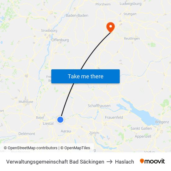 Verwaltungsgemeinschaft Bad Säckingen to Haslach map