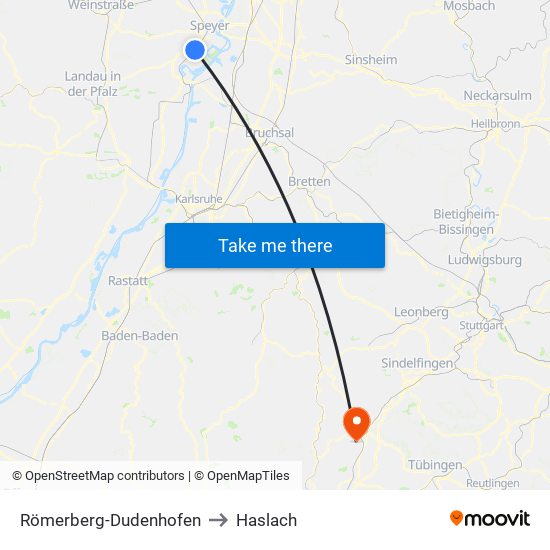 Römerberg-Dudenhofen to Haslach map