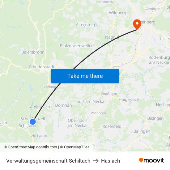 Verwaltungsgemeinschaft Schiltach to Haslach map